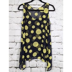 DANIEL RAINN Sheer Polka Dot Sharkbite Hem Tank